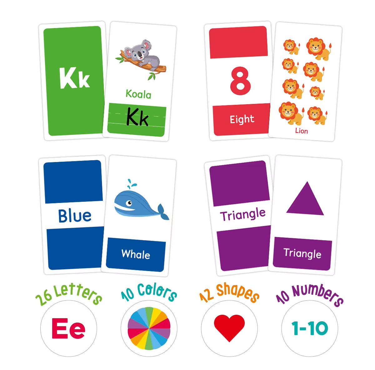 58PCS ABC Alphabet Flashcards Montessori Early Education Toys Baby Shapes Animals Learning Cards Games Puzzles for Kids Gifts
