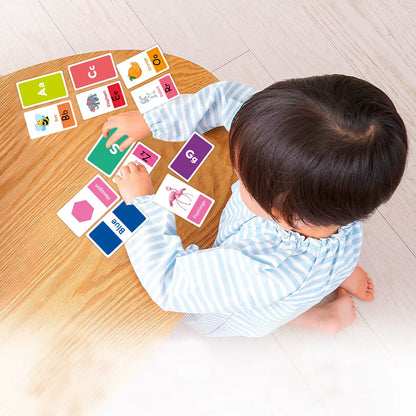 58PCS ABC Alphabet Flashcards Montessori Early Education Toys Baby Shapes Animals Learning Cards Games Puzzles for Kids Gifts
