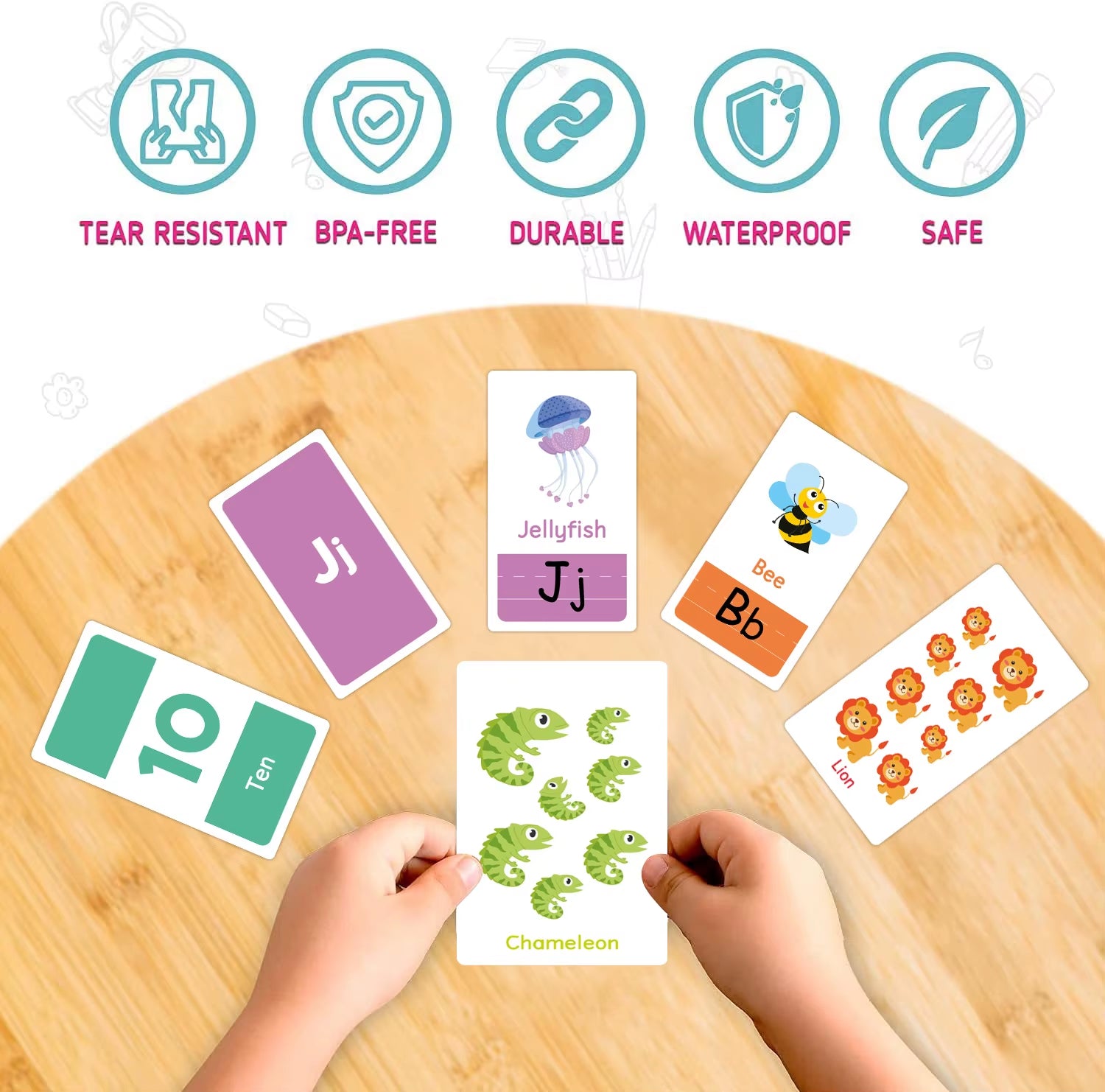 58PCS ABC Alphabet Flashcards Montessori Early Education Toys Baby Shapes Animals Learning Cards Games Puzzles for Kids Gifts